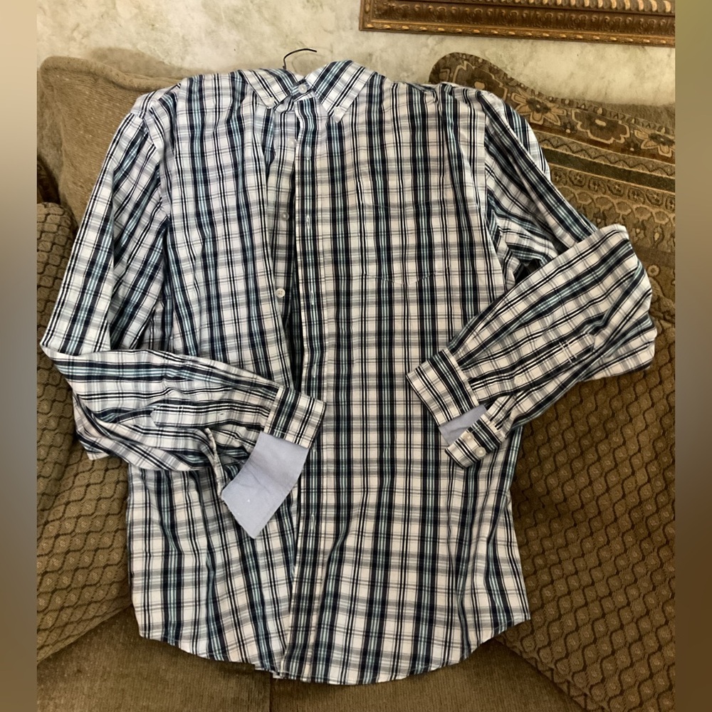 IZOD Mens Checked Black Gray Button Down Collared Long Sleeve Shirt XLarge EUC